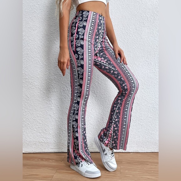 Shein Paisley Flare Pants & Flirtitude Crossover Gray Size Large Bell Bottoms. - Picture 3 of 15